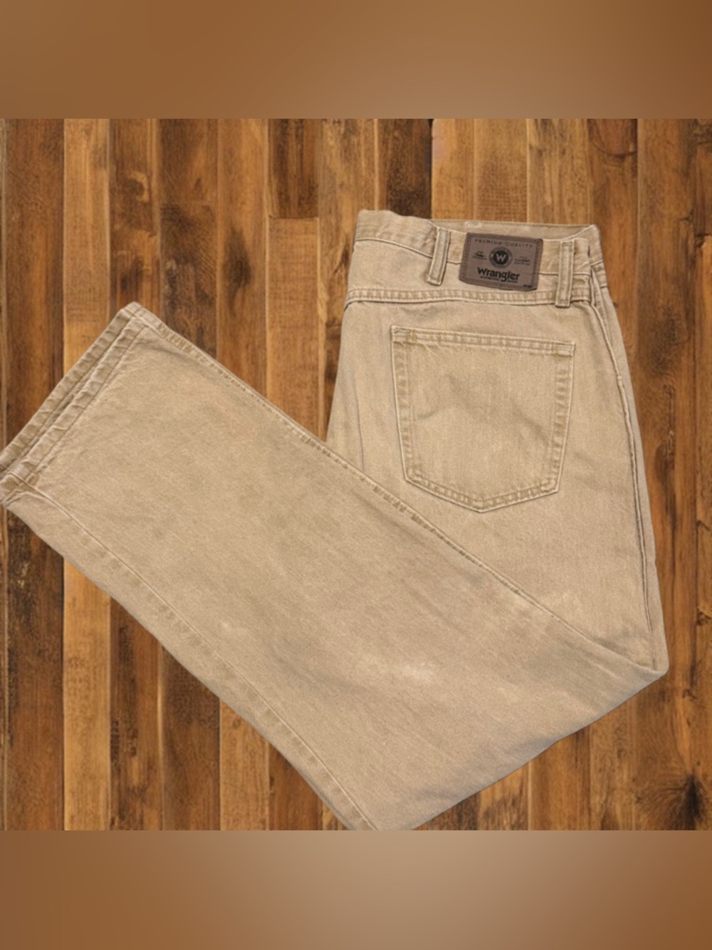 Wrangler Relaxed Fit Tan Jeans 38x30 Vintage Carpenter Style Distressed Fade